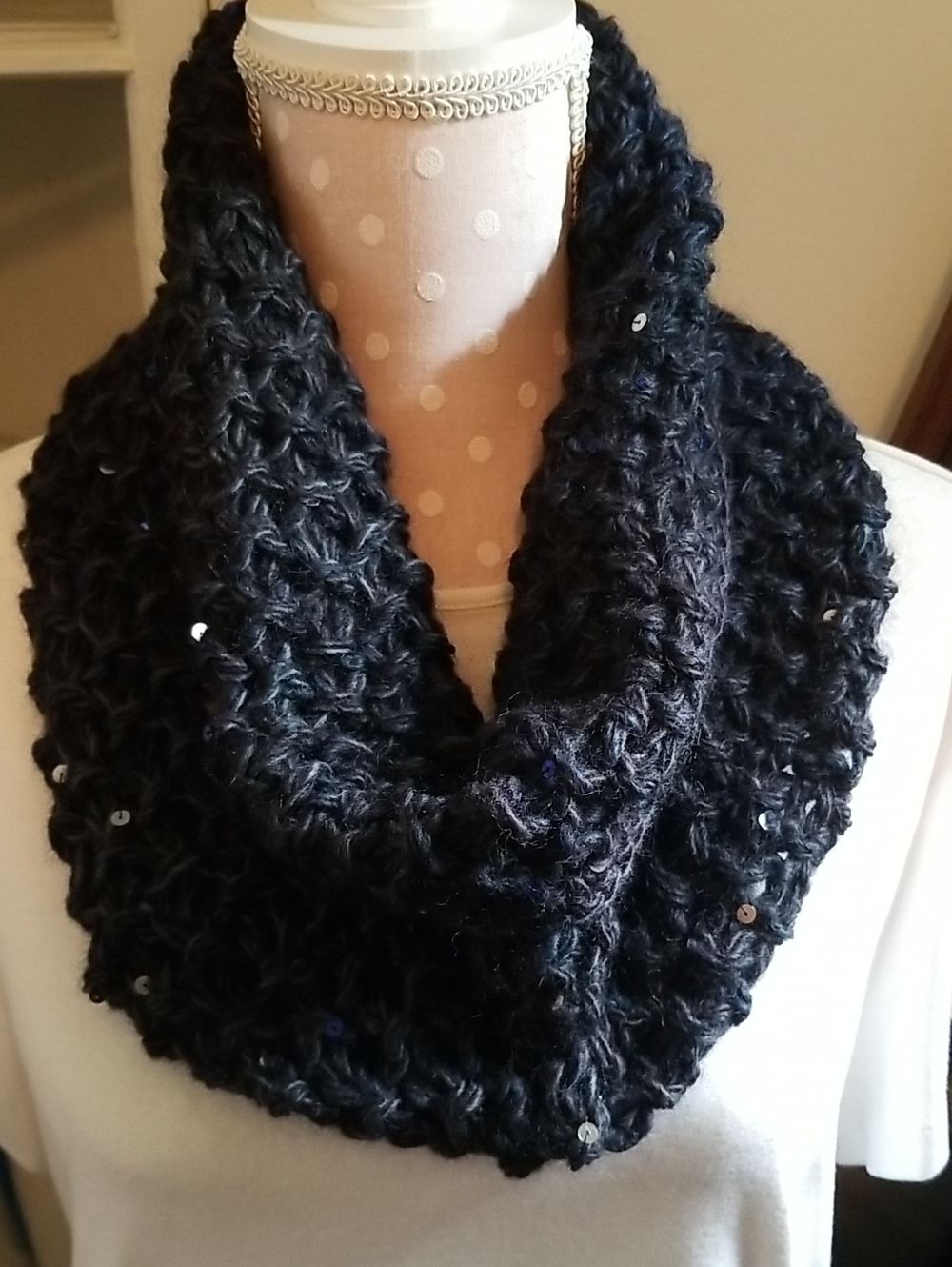 Hand knit Infinity Scarf